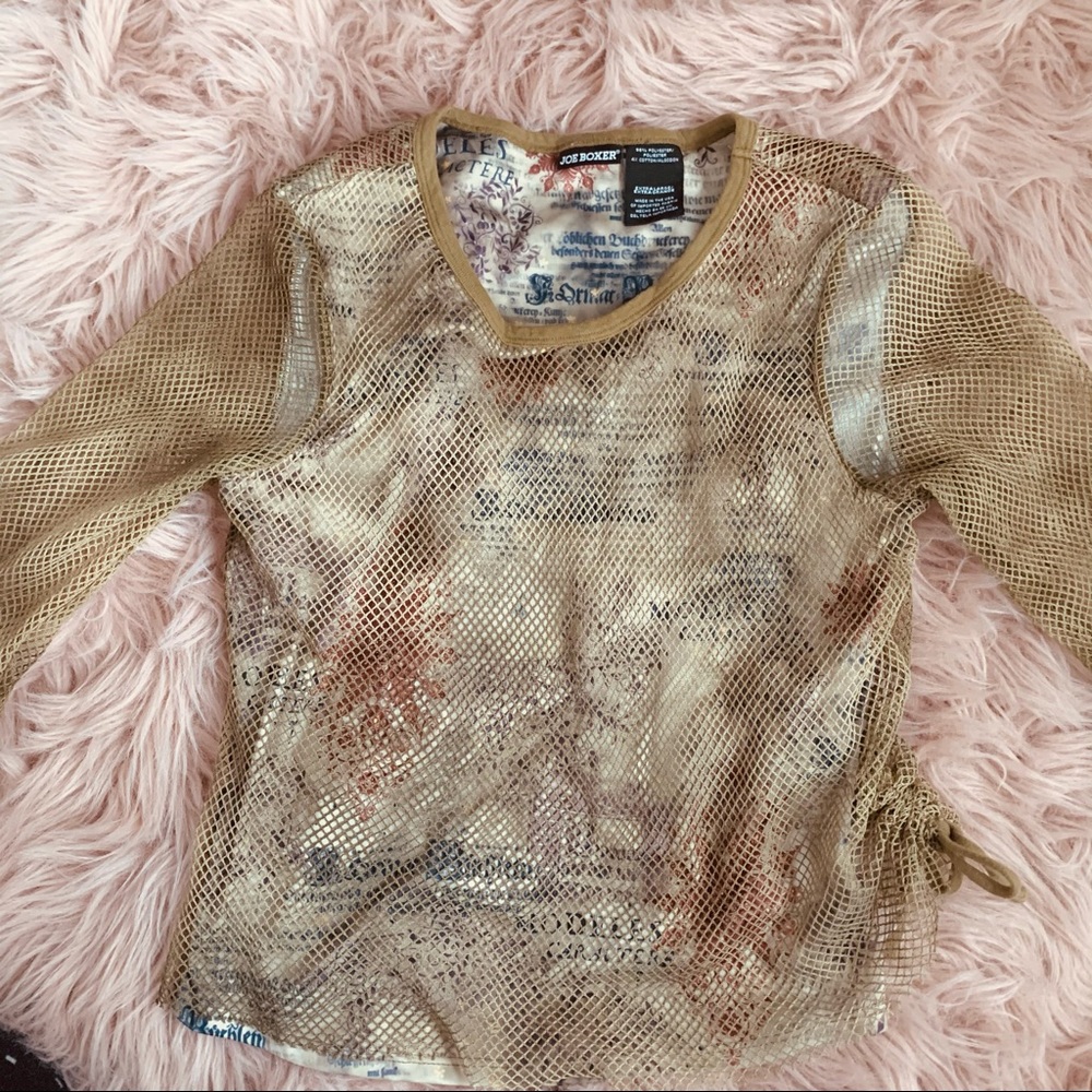 Grunge Fairy Net Mesh Size XL Half Sleeve Y2k Green Top